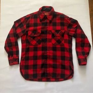 VINTAGE SEARS KINGS ROAD WOOL FLANNEL SHIRT SIZE M BLACK/RED BUFFALO FALL